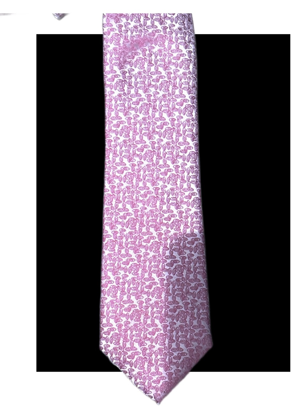 Copy - Vintage HBNY Pink Patterned Men’s Silk Tie  Textured with a Silvery Sheen